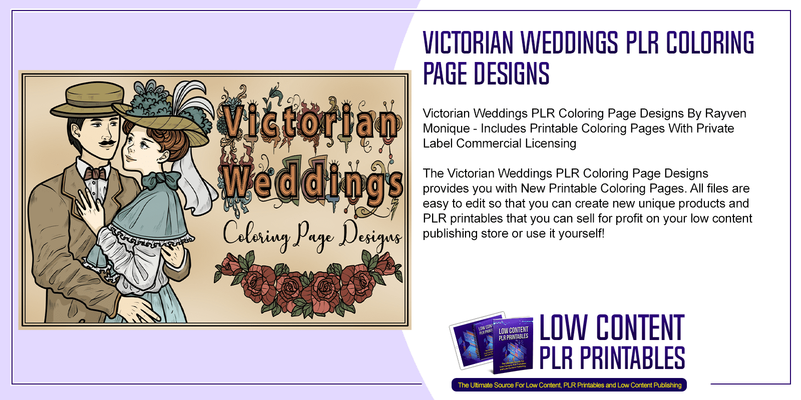 Victorian weddings plr coloring page designs plr coloring pages