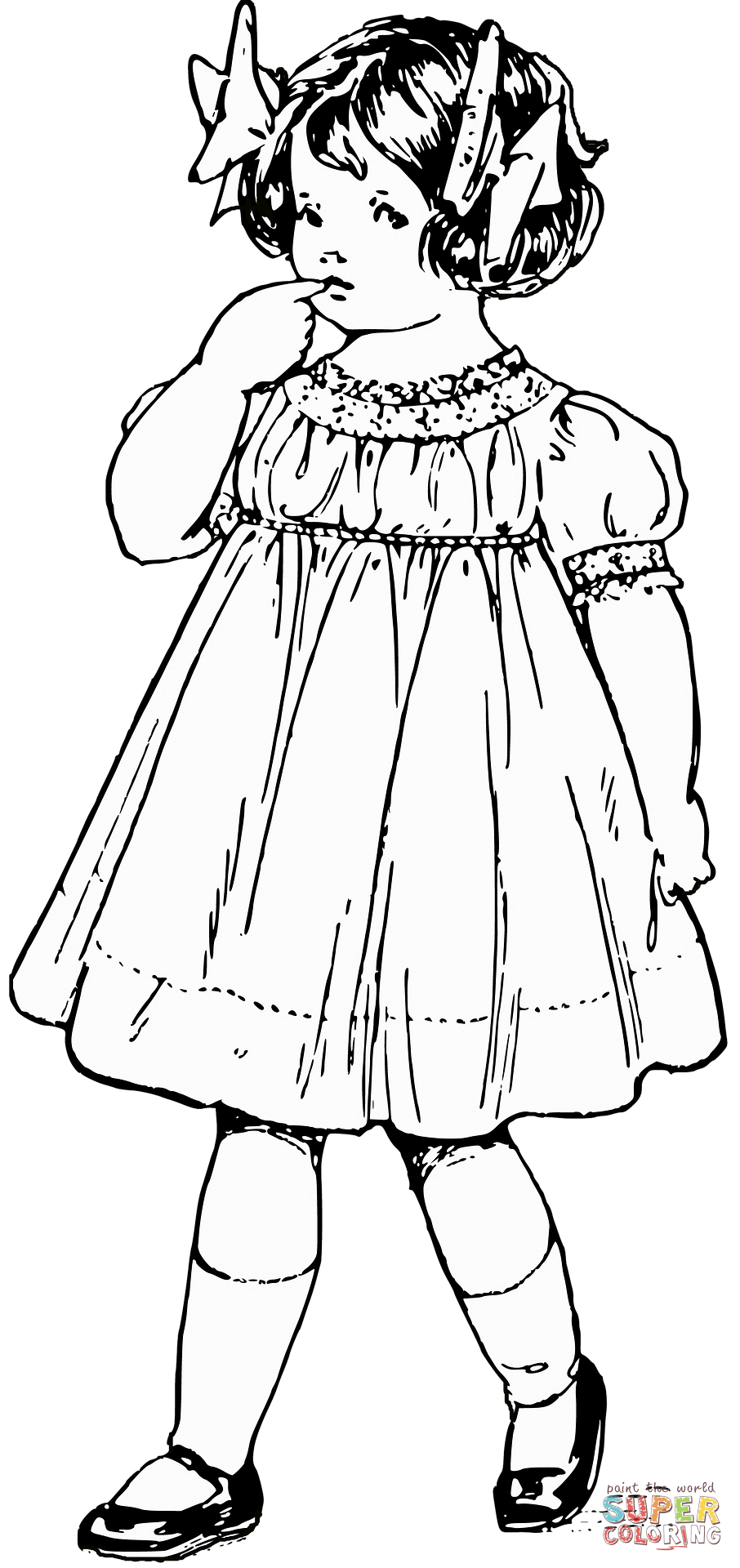 Girl in victorian dress coloring page free printable coloring pages