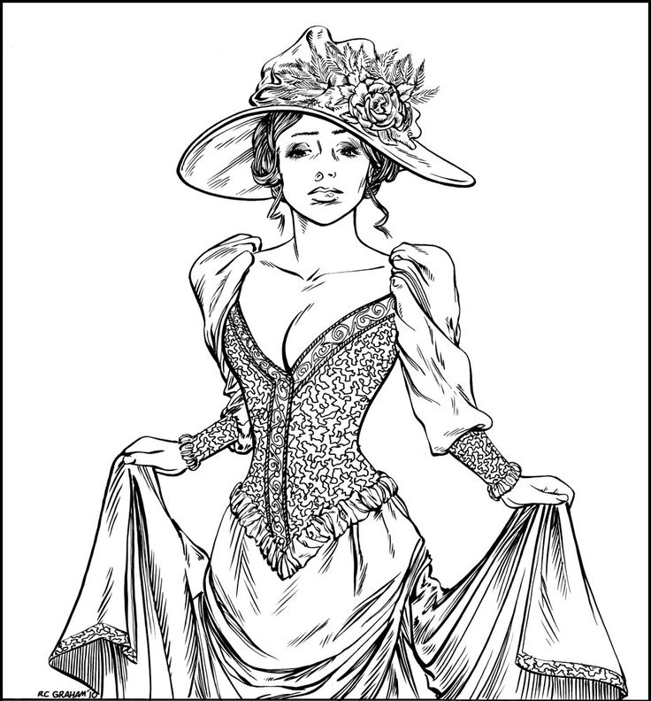 Victorian woman coloring pages download and print for free
