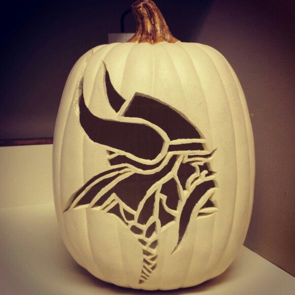 Minnesota vikings foam pumpkin carving by kira smith pumpkin carving foam pumpkins carving pumpkin stencil