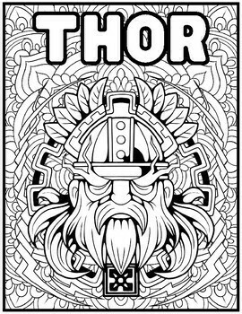 Norse mythology coloring pages gods goddesses viking mindfulness by qetsy