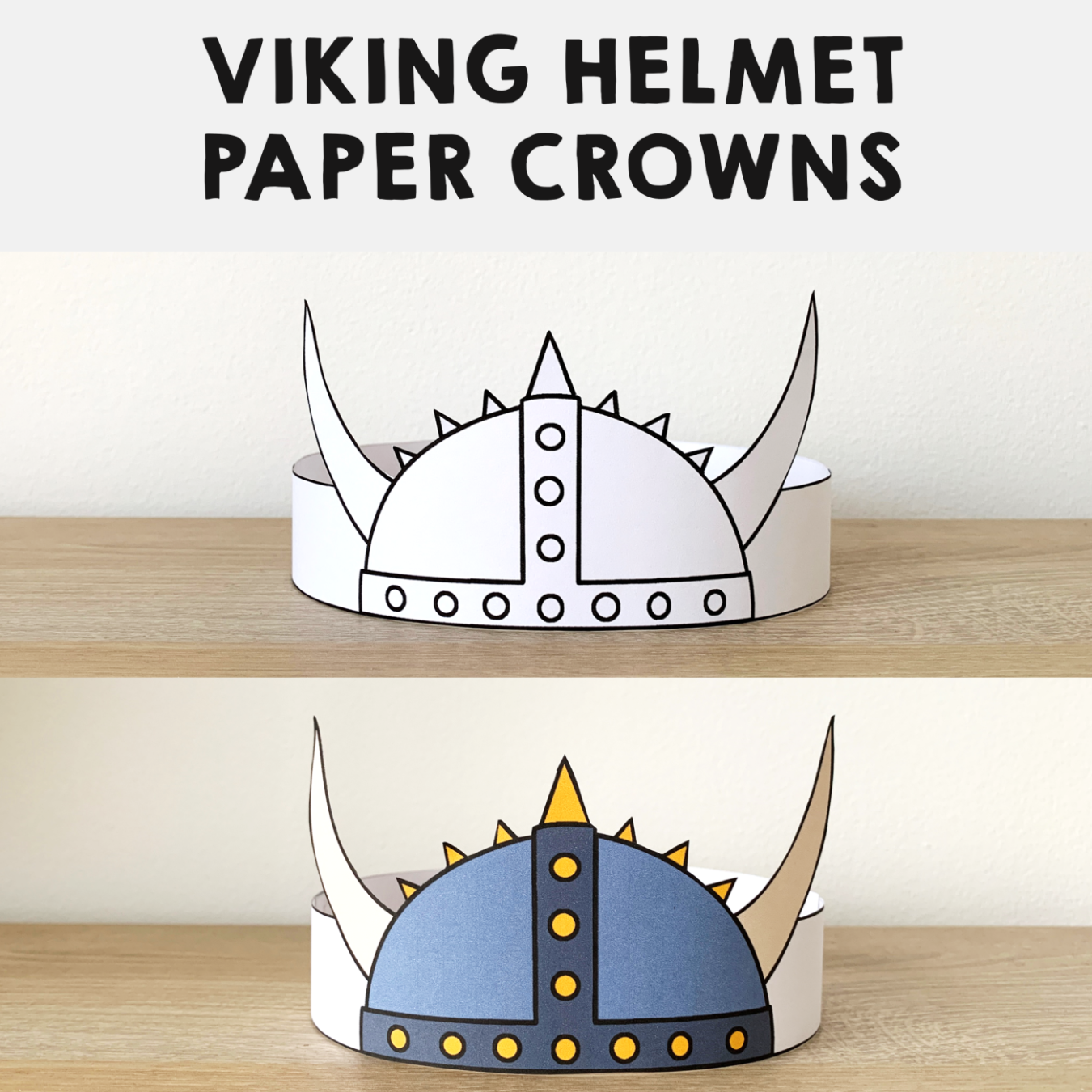 Viking helmet paper crown printable coloring craft made by teachers