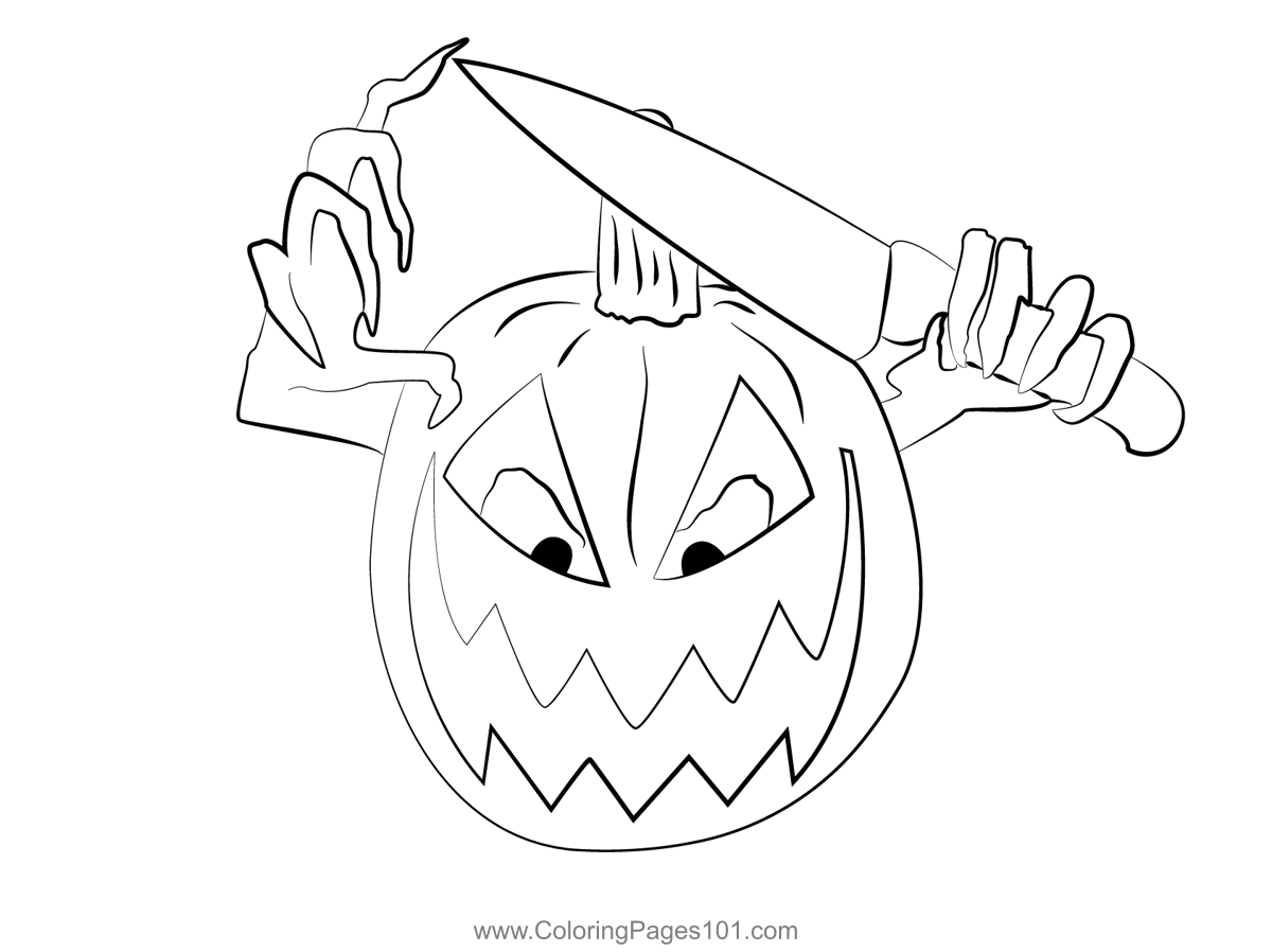 Pumpkin killer coloring page for kids