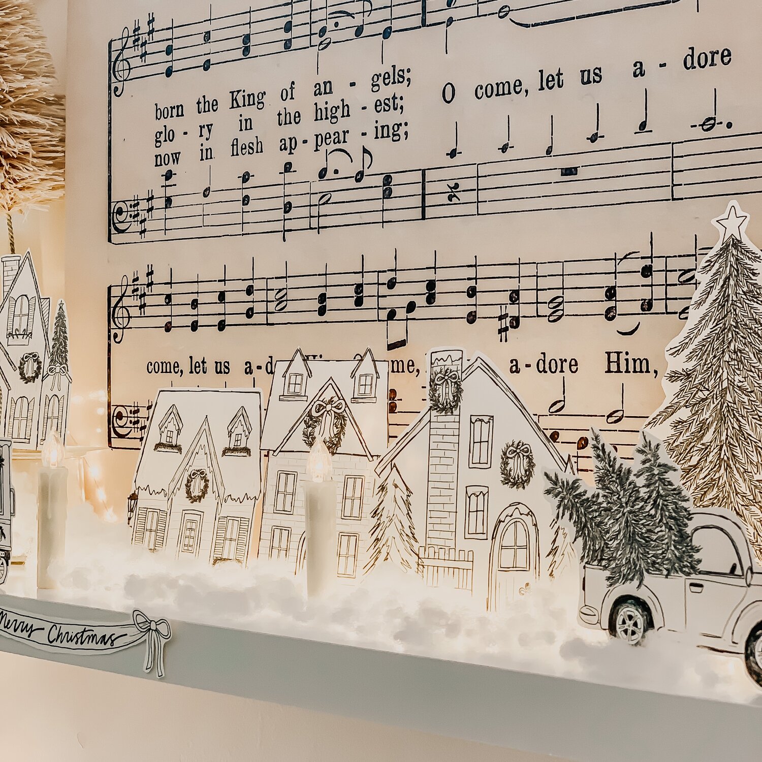 Decorating for christmas with a printable christmas village