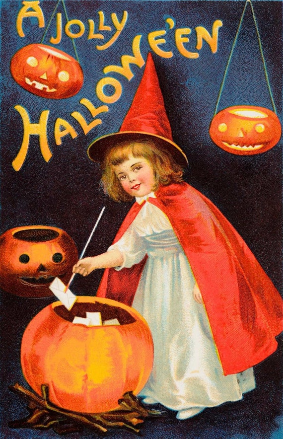 Printable vintage halloween card circa instant download
