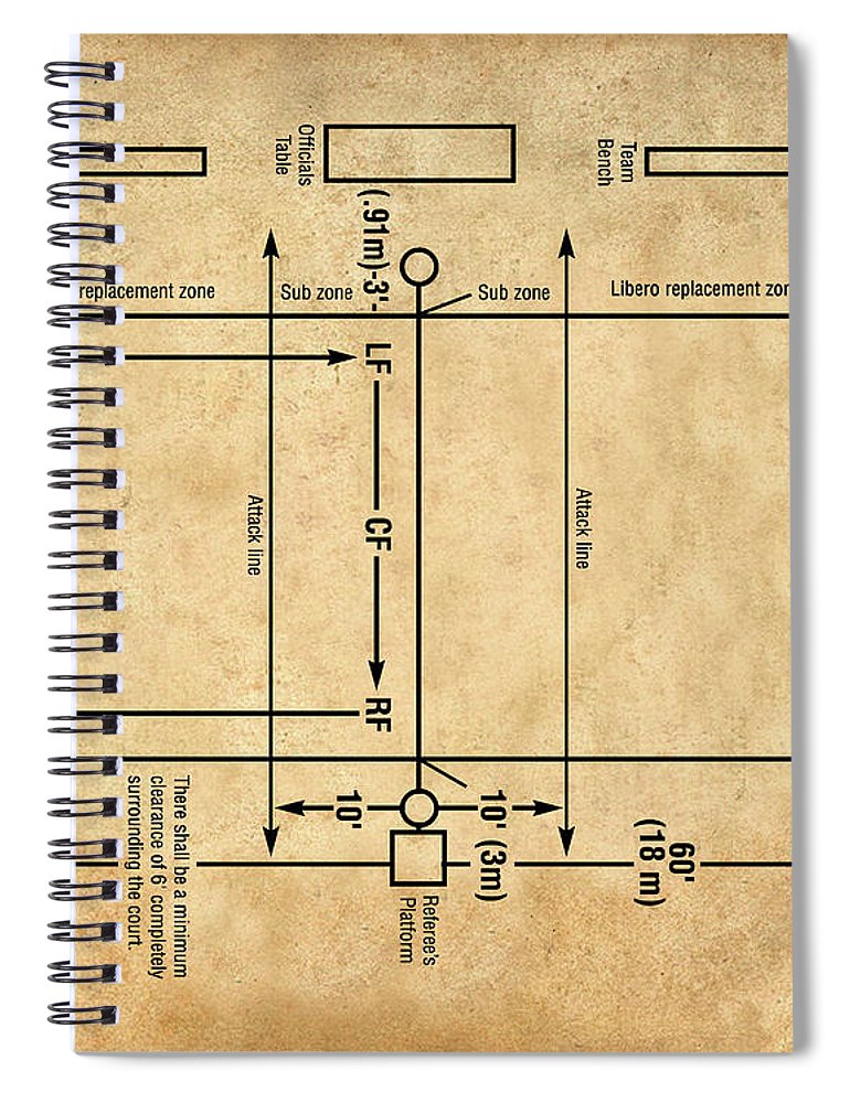 Volleyball court diagram spiral notebook by visual design