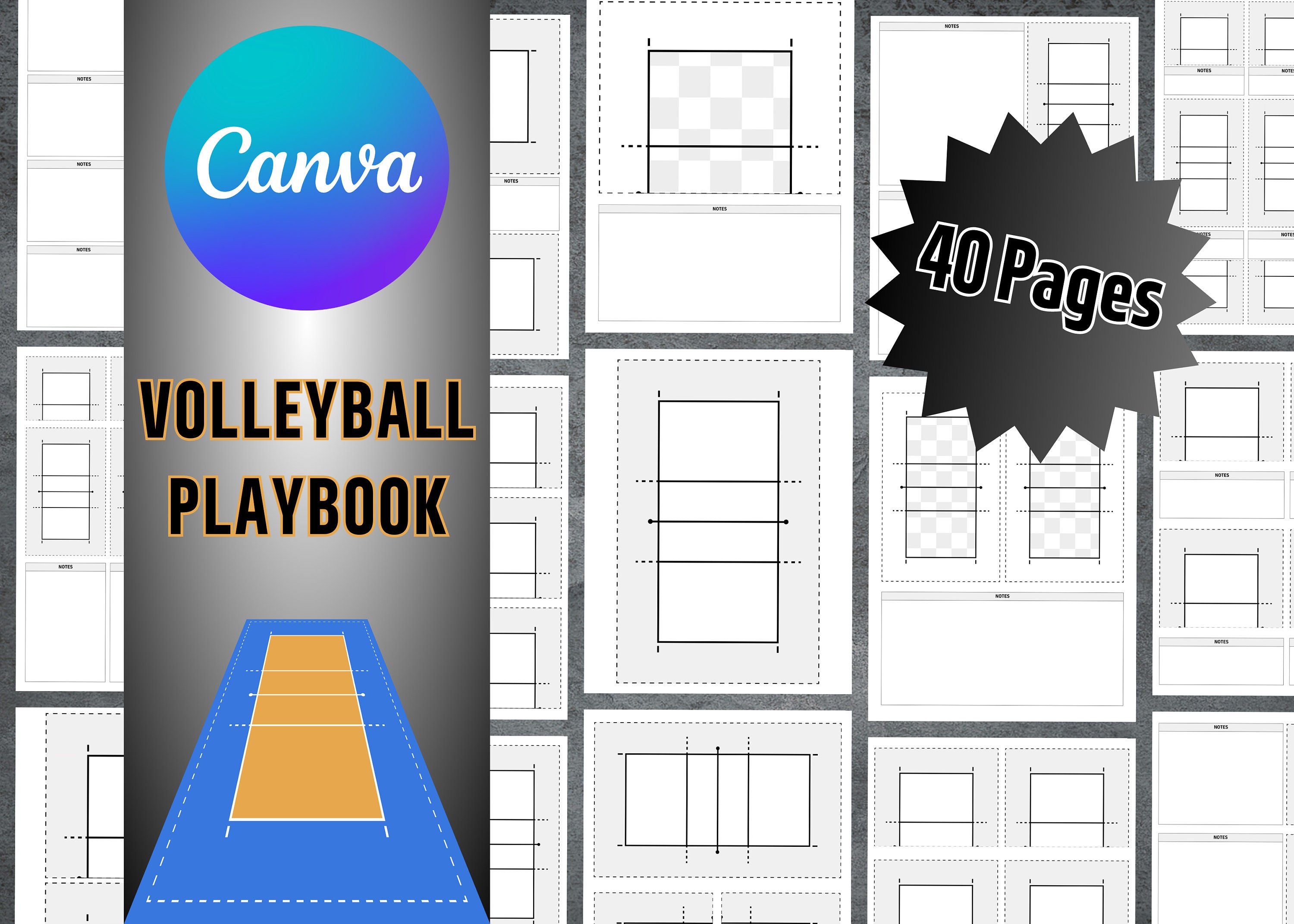 Buy volleyball playbook template printable blank volleyball diagrams canva template volleyball practice plan editable volleyball playbook online in india