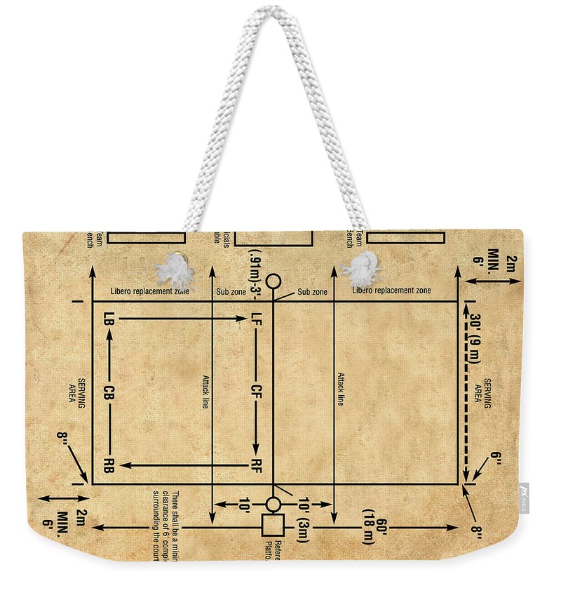 Volleyball court diagram weekender tote bag by visual design