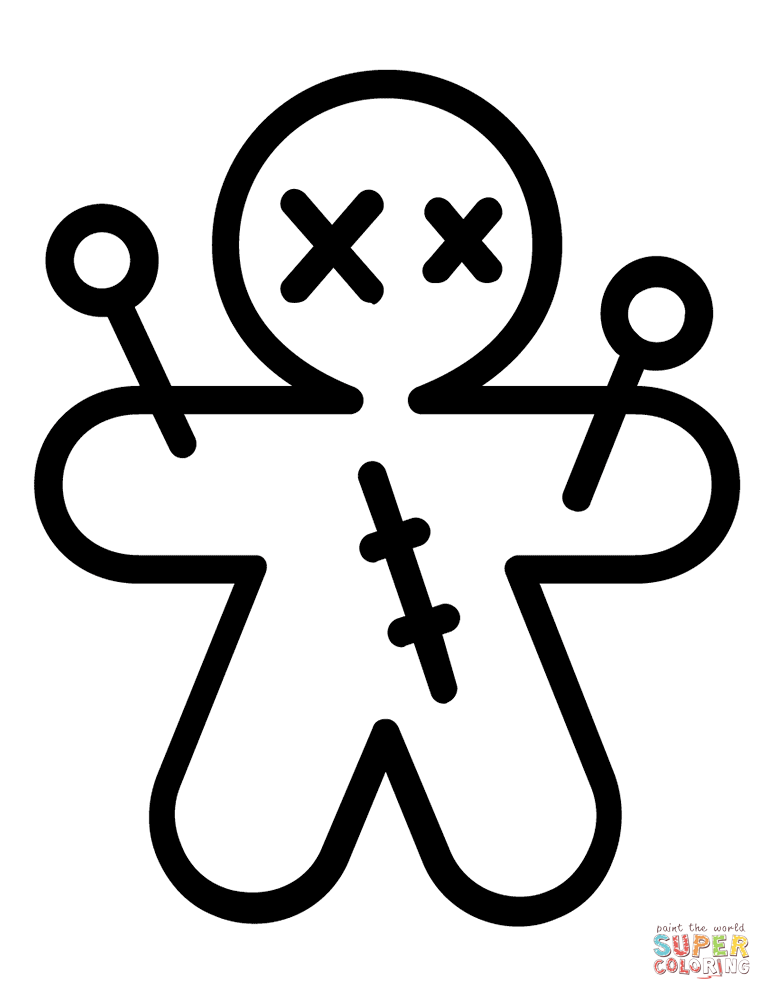 Halloween voodoo doll coloring page free printable coloring pages