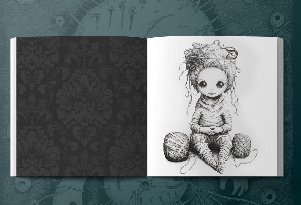 Voodoo dolls grayscale coloring book digital â monsoon publishing usa
