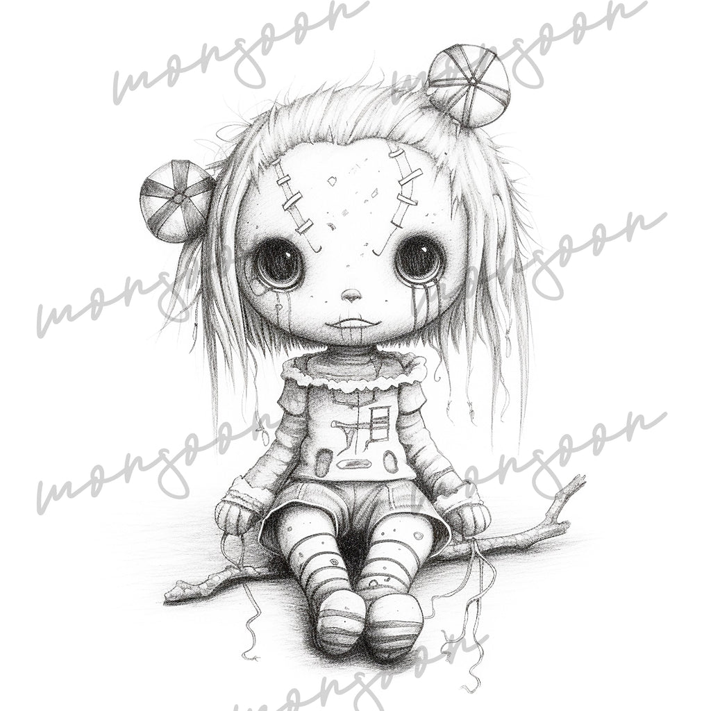 Voodoo dolls grayscale coloring book digital â monsoon publishing usa