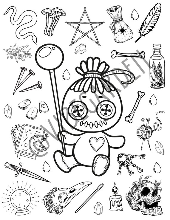Voodoo magic coloring page