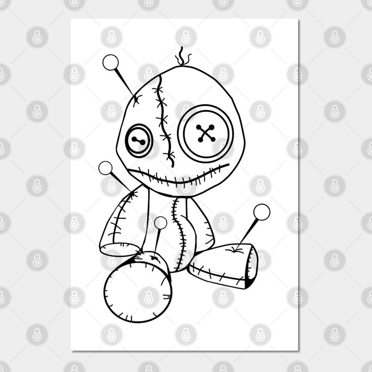 Voodoo doll with button eyes and needles by koala