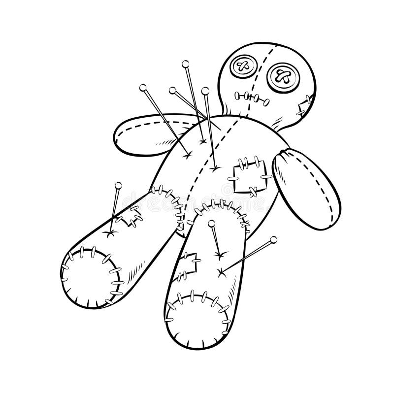Voodoo doll coloring book vector stock vector