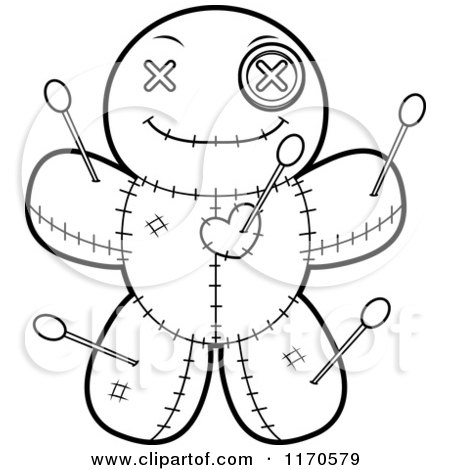 Cartoon black and white voodoo doll by toonaday