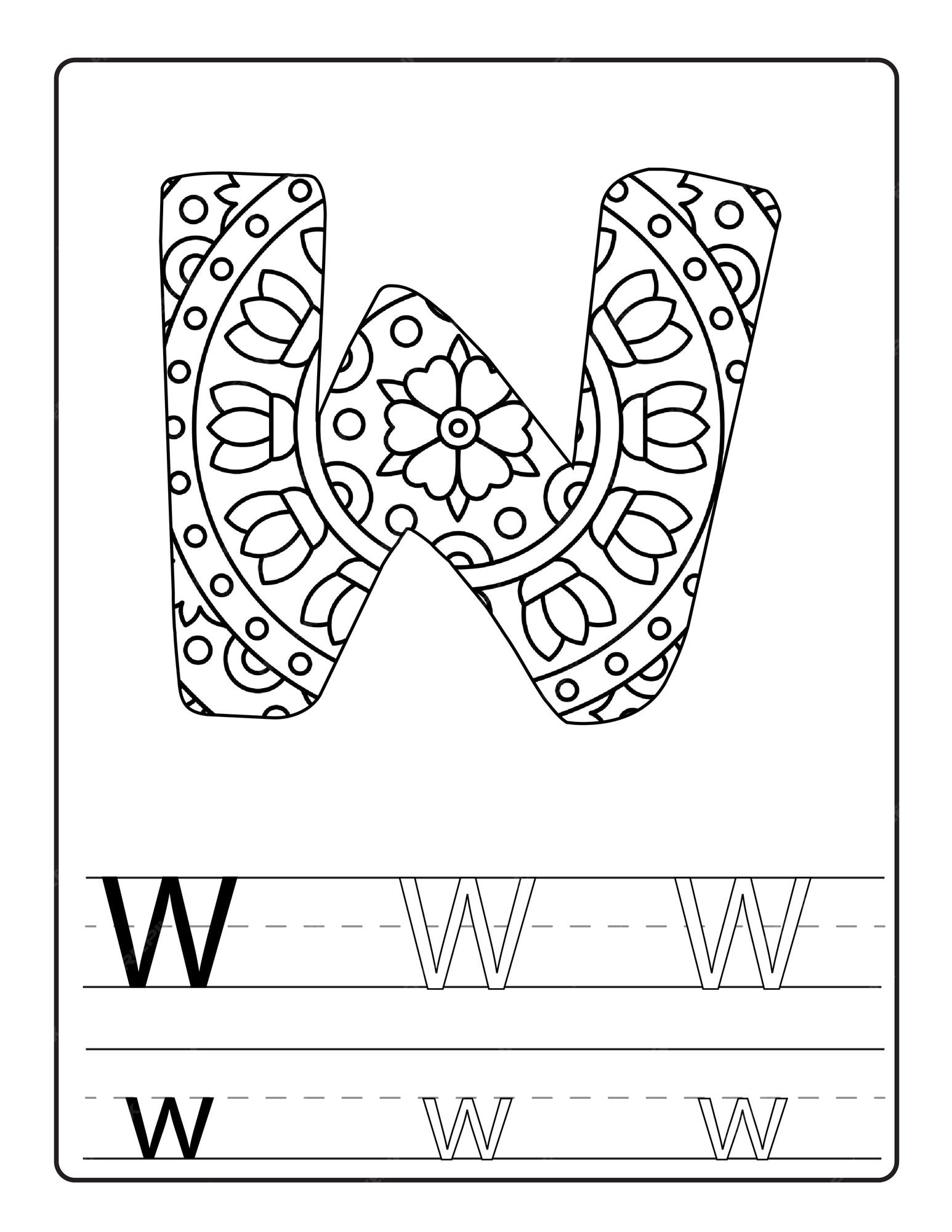 Premium vector alphabet coloring pages with cute designs vector