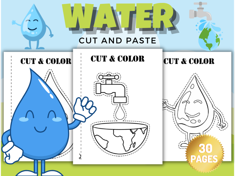 Printable water coloring pages earth day coloring pages cut and paste scissor skill teaching resources
