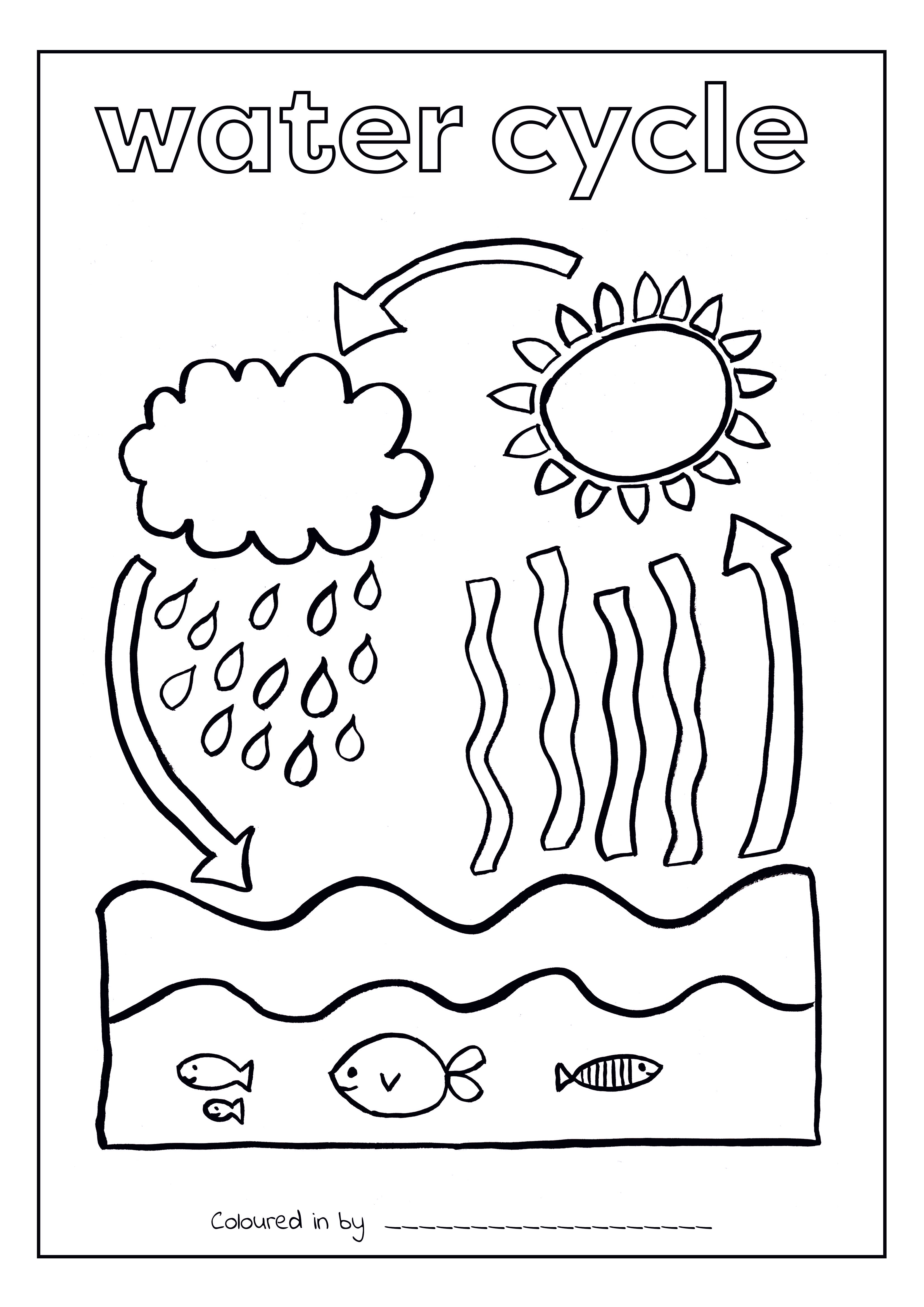 Water cycle colouring printable â