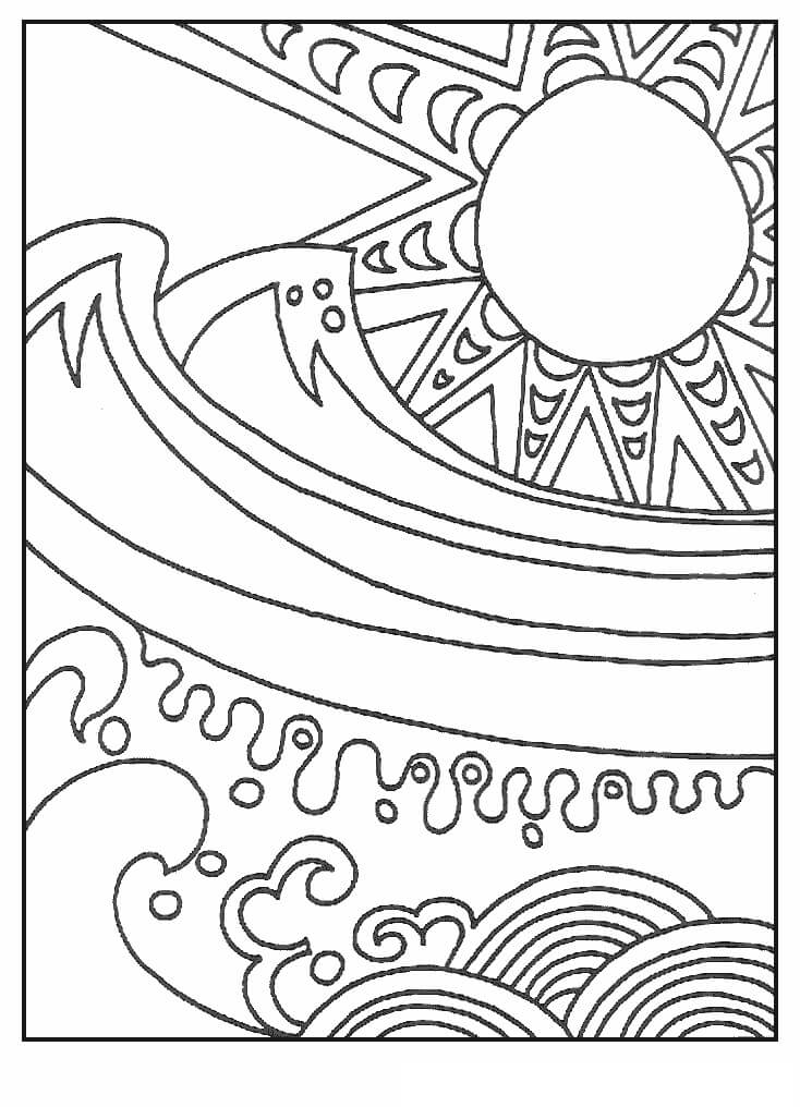 Wawes in the sun coloring page