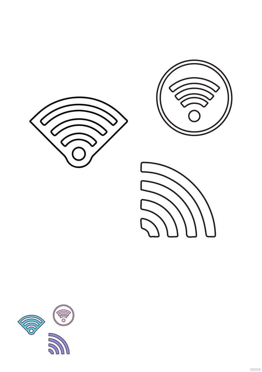 Free wifi waves coloring page
