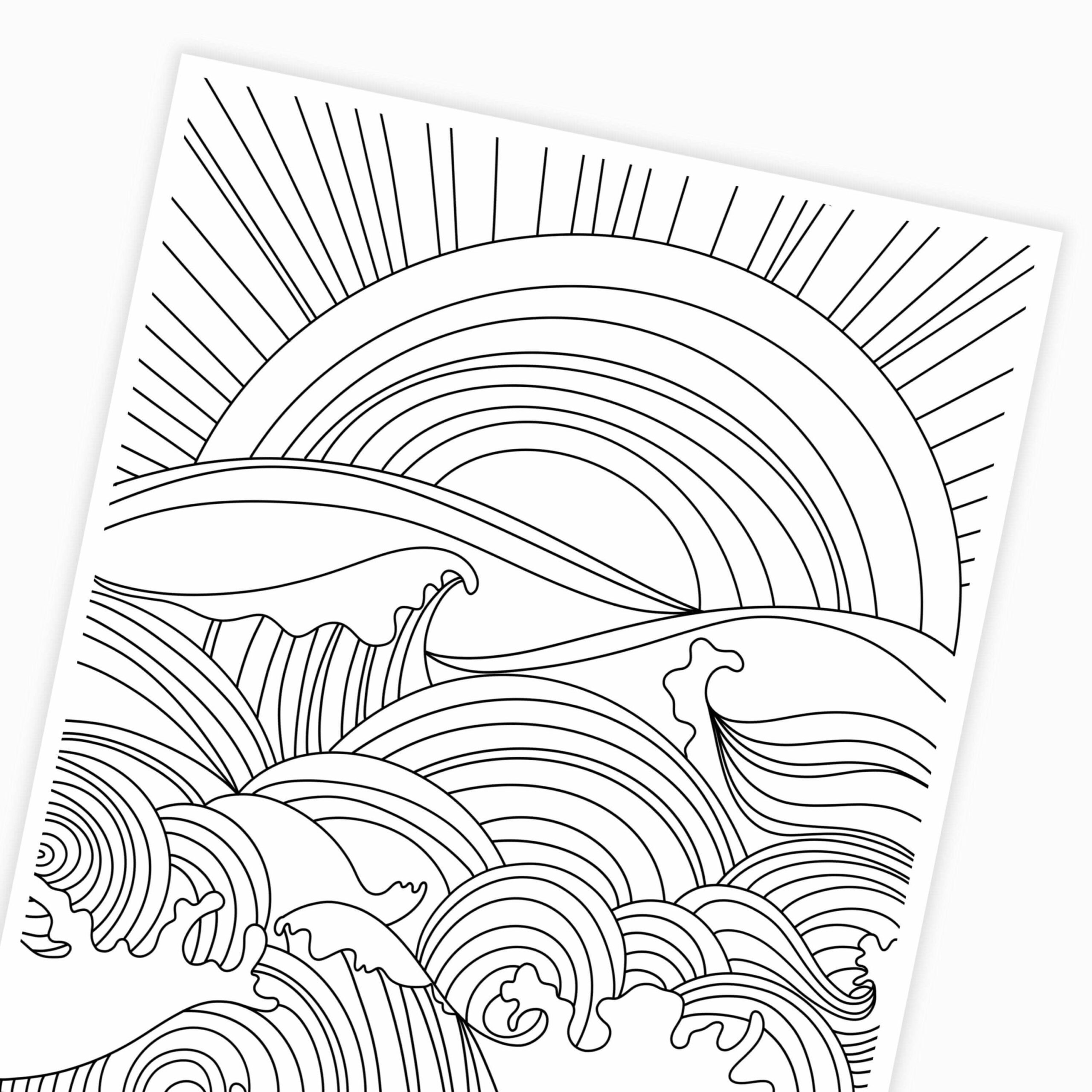 Painting with the setting sun coloring page