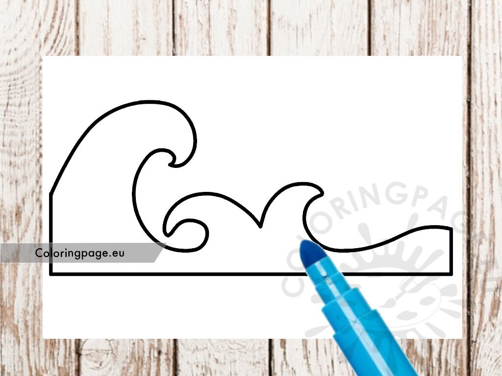 Free ocean wave template coloring page