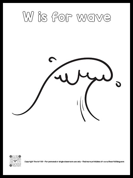 Letter w is for wave coloring pages â bubble font â the art kit
