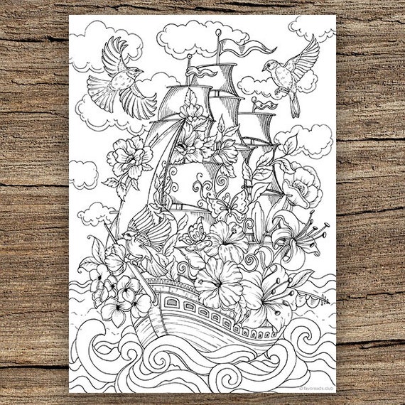 On the waves printable adult coloring page from favoreads coloring book pages for adults and kids coloring sheets coloring designs instant download