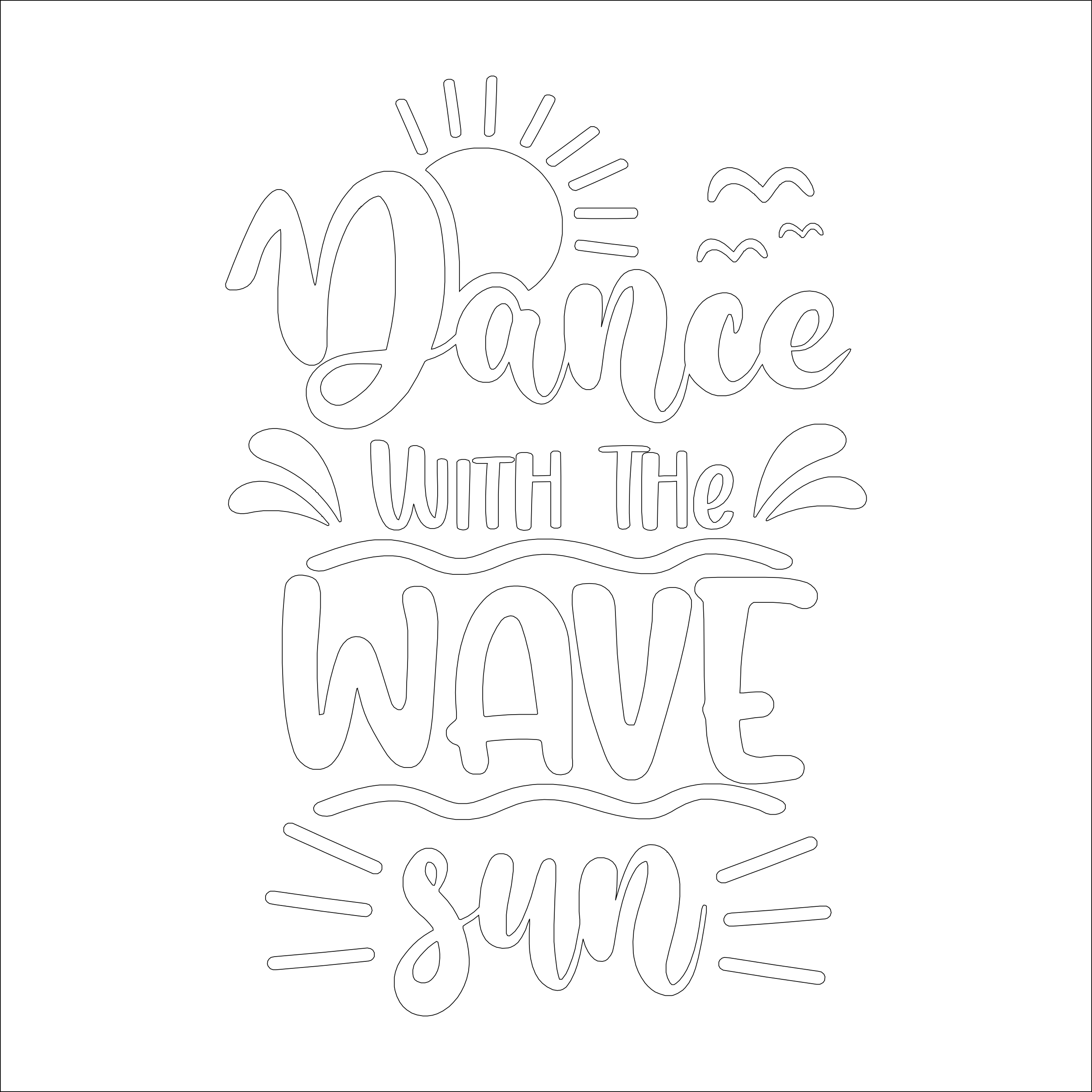Dance with the wave sun coloring page