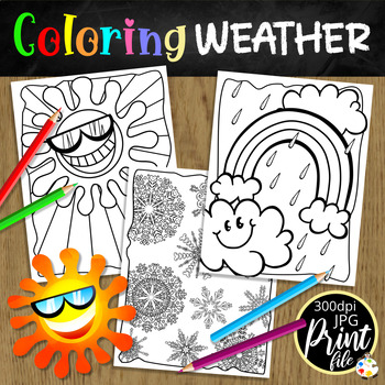 Printable weather coloring activity pages by prawny tpt