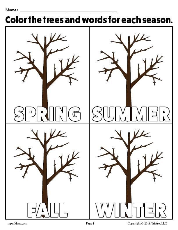 The seasons printable coloring page seasons worksheets seasons kindergarten seasons activities