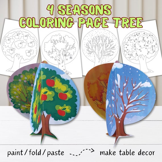 Seasons coloring tree printable seasons activity the four seasons tree seasons coloring page weather coloring