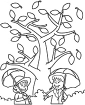 Coloring page with hedgehog and a tree