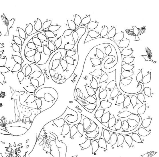Weather tree calendar poster colouring coloring in pdf wetterbaum wall chart tracker