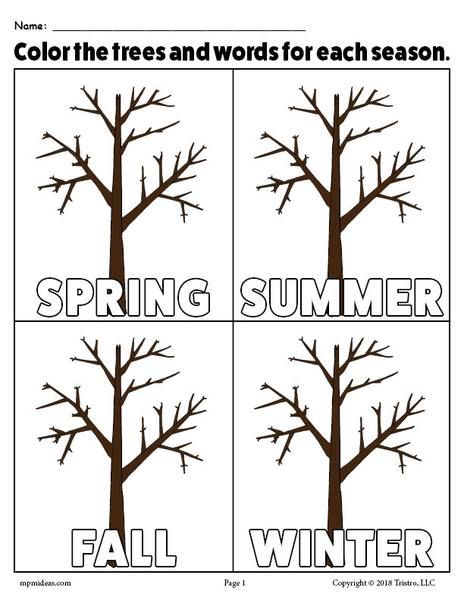 The seasons printable coloring page faaliyetler anaokulu faaliyetleri ãocuklar iãin sanat