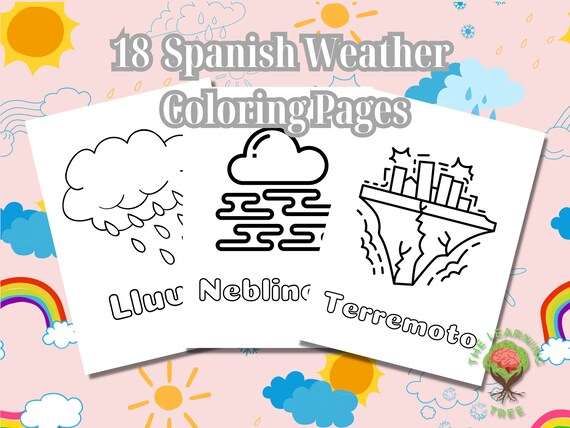 Spanish weather coloring pages digital print educational pages