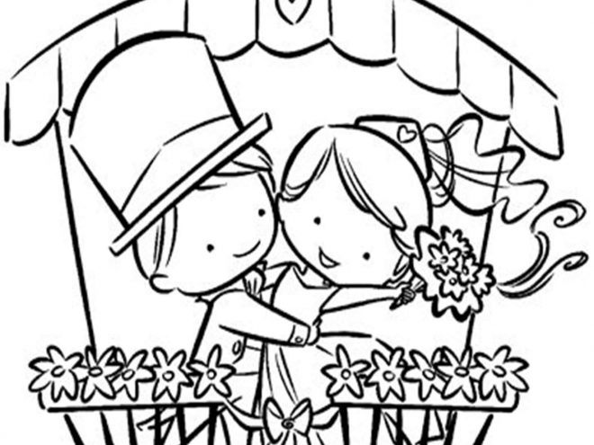 Free easy to print wedding coloring pages