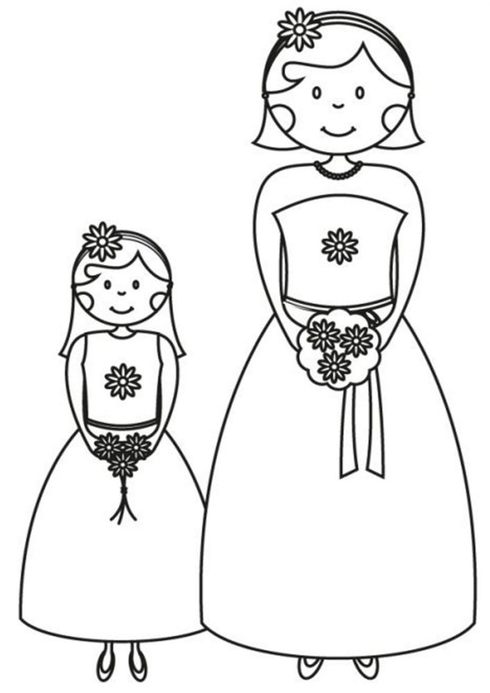 Free easy to print wedding coloring pages