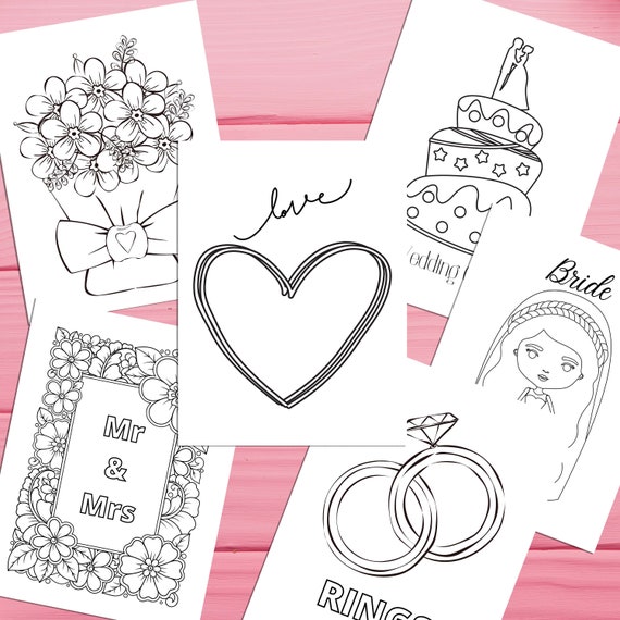 Printable coloring pages for wedding reception includes different pages digital download fun wedding kids activity book kids