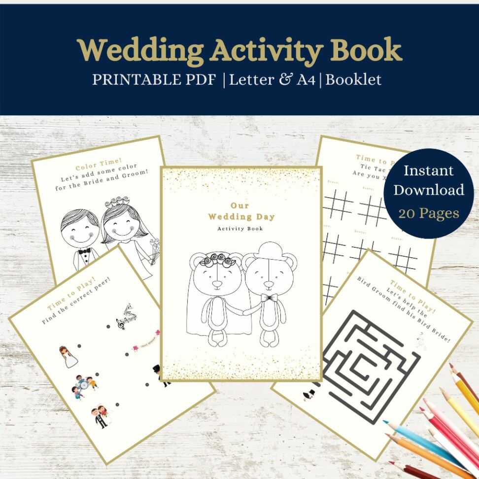 Printable gold wedding coloring book for kids