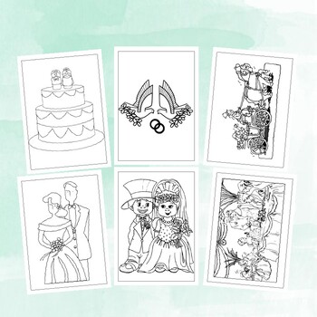 Printable marriage and wedding coloring pages celebrate love and mitment