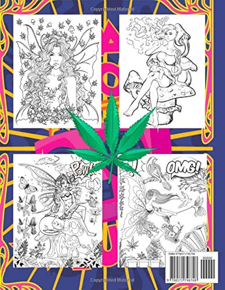 Weed coloring book psychedelic coloring pages with fairies and smoking women harissi carolyn books