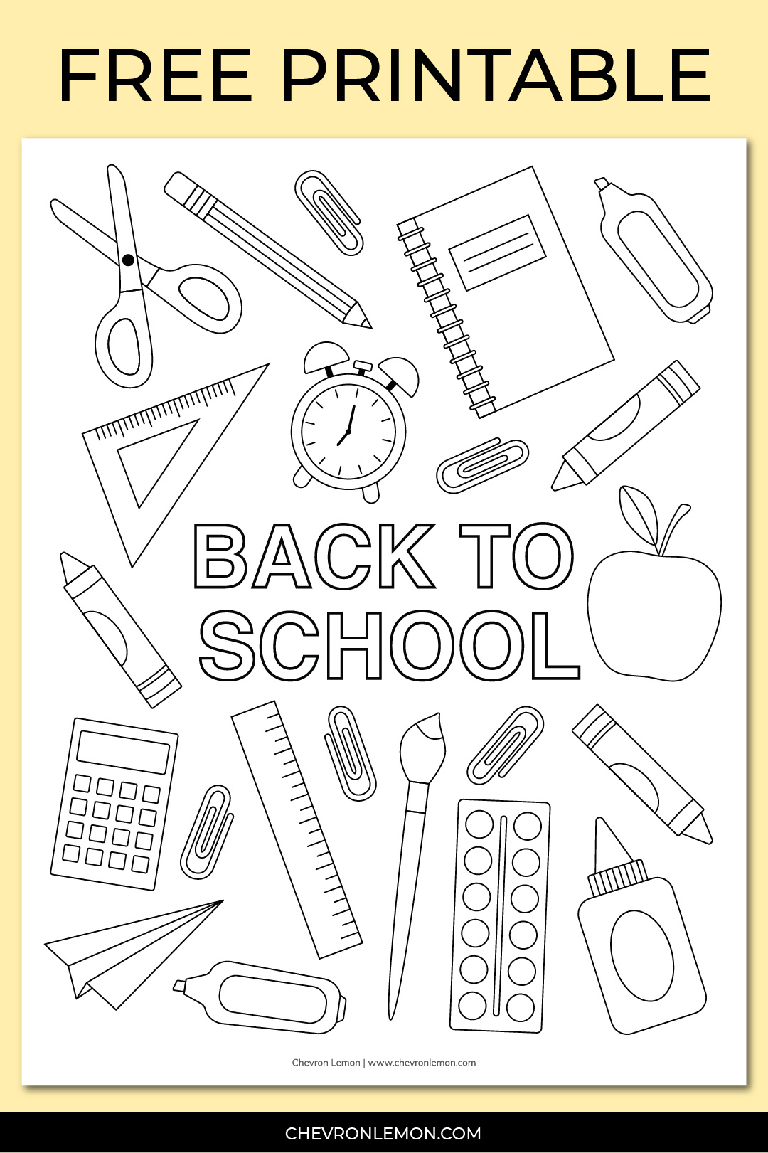 Printable back to school coloring page