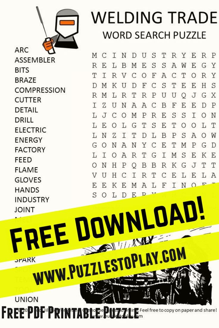 Welding trade word search puzzle educational printables word find free printable puzzles