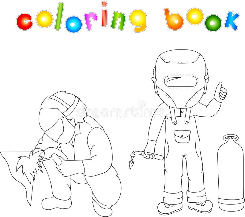 Welder coloring page for kids stock vector