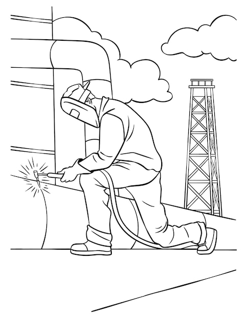 Premium vector welder coloring page for kids