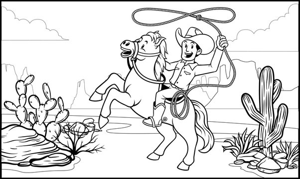 Coloring page cowboy images â browse photos vectors and video