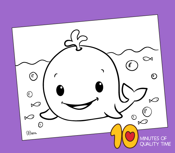 Cute whale coloring page â minutes of quality time