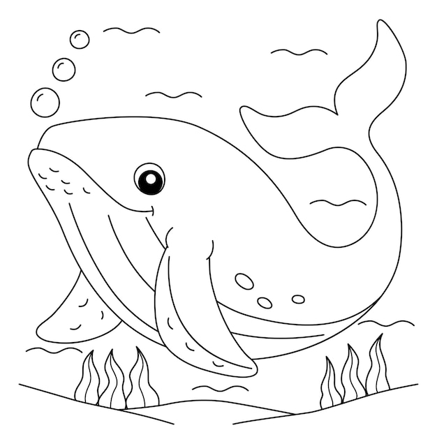 Premium vector humpback whale coloring page for kids