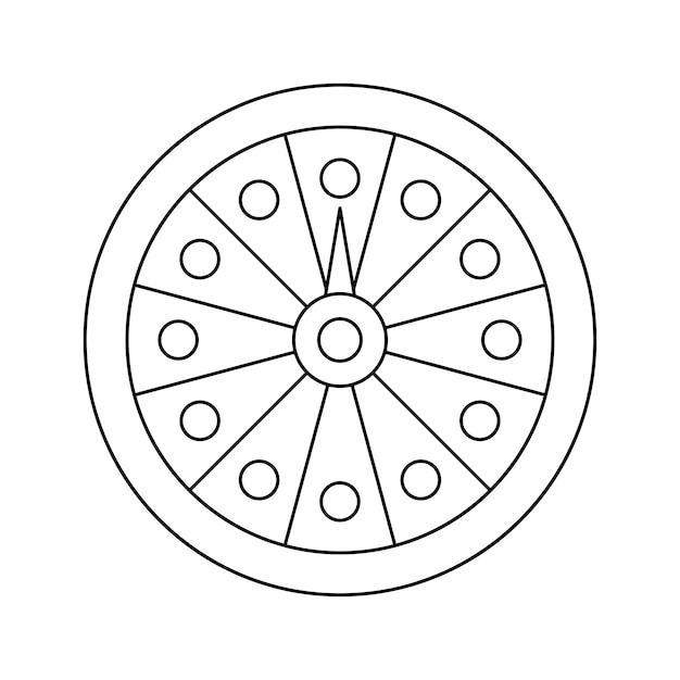 Premium vector coloring page with fortune wheel for kids